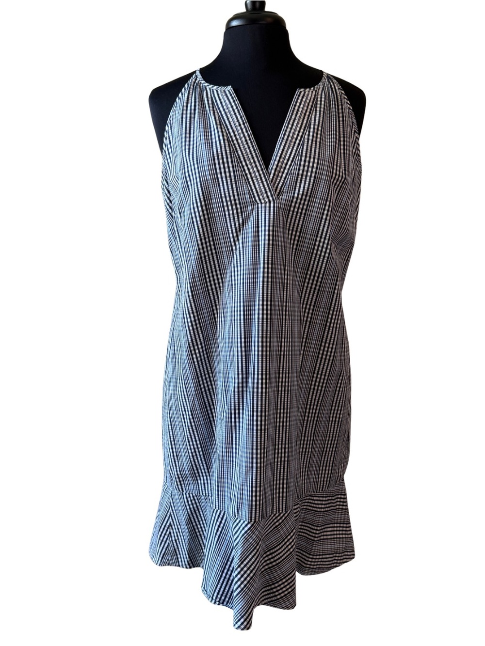 J. Crew Navy White Light Blue Gingham Halter Sundress Dress Size 12